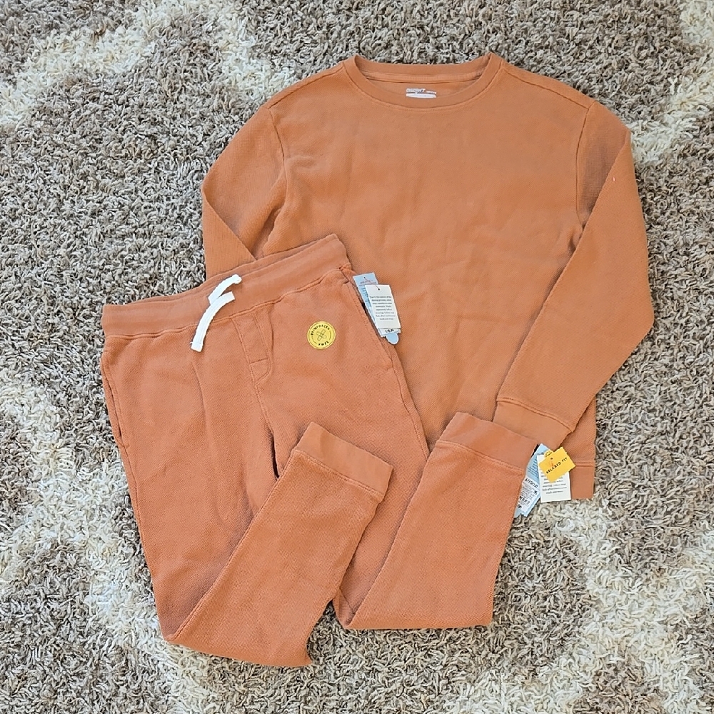 NWT Cat & Jack Textured Orange Lightweight Sweatshirt and Jogger Set